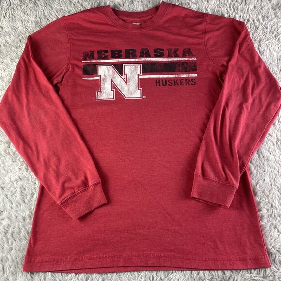 Nebraska Cornhuskers Shirt Mens Medium Red Black White Long Sleeve Tee - Picture 2 of 8